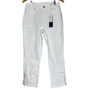 LAURIE FELT Wave Denim 5-Pocket Capri with Zipper Detail White Tall 6